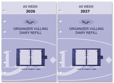 6407-26-27 210 x 144 mm A5 6 Ring Agenda Filler Week NL EN (a bit rust on the ringbinder!) + Storage Folder 2026 2027